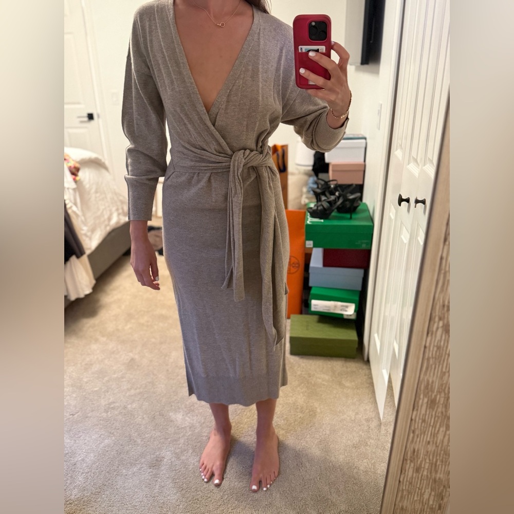 Jonathan Simkhai Toupe Long Sleeve Wrap Dress